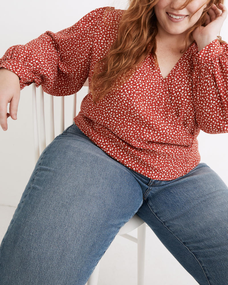 Front of plus size Kinston Side-Button Wrap Top in Park Picnic by Madewell | Dia&Co | dia_product_style_image_id:168081